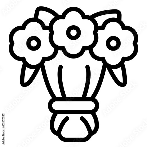 Flower Bouquet Vector Line Icon