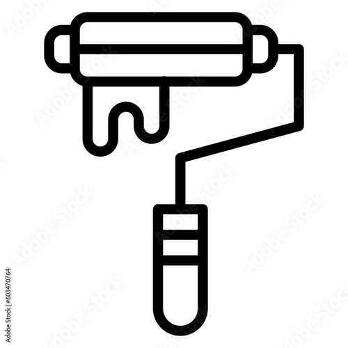 Paint Roller Vector Line Icon