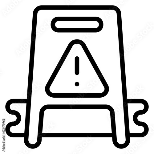Wet Floor Vector Line Icon