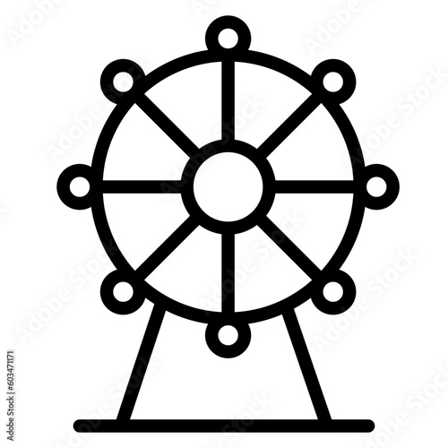 Ferris Wheel Vector Line Icon