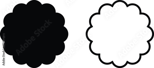 Scalloped circle shape set vector in two styles isolated on white background