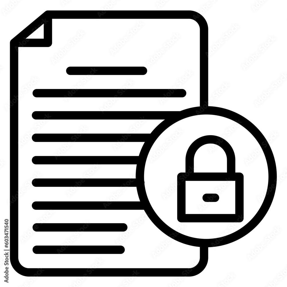 Document Security Vector Line Icon Document Security Vector Line Icon