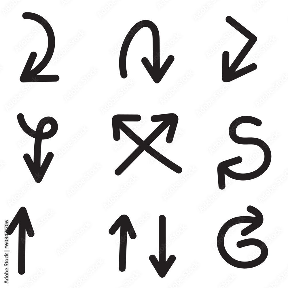 black arrow arrows set hand drawn vector black arrow arrows set hand drawn vector