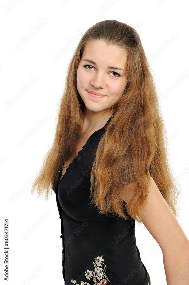 beautiful young woman smiling on white background beautiful young woman smiling on white background