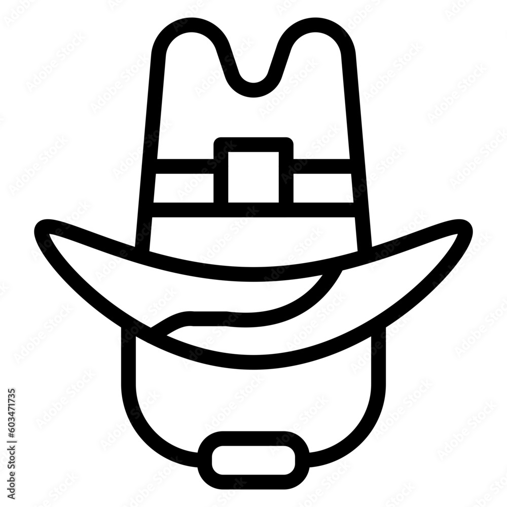 Cowboy Hat Vector Line Icon Cowboy Hat Vector Line Icon