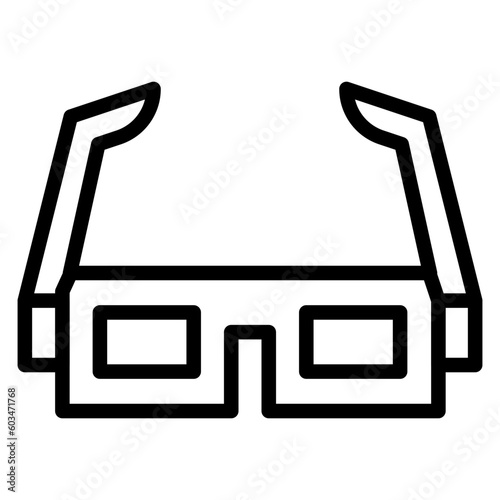 3d Glasses Vector Line Icon