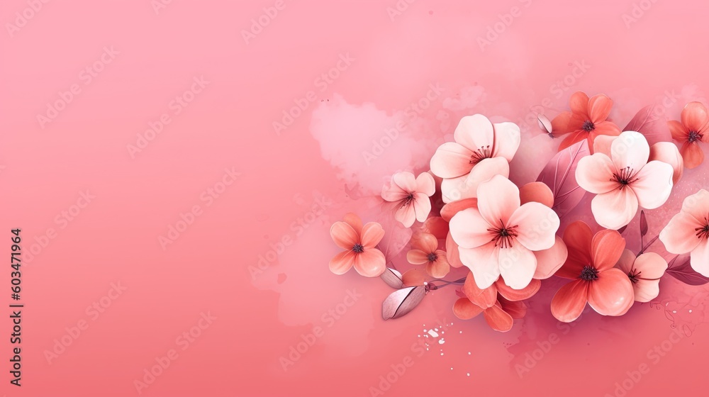 a bunch of flowers on a pink background with watercolor stains and a spray of paint on the bottom of the image and the bottom half of the image. generative ai a bunch of flowers on a pink background with watercolor stains and a spray of paint on the bottom of the image and the bottom half of the image. generative ai