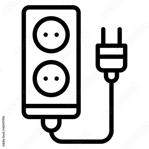 Power Strip Vector Line Icon