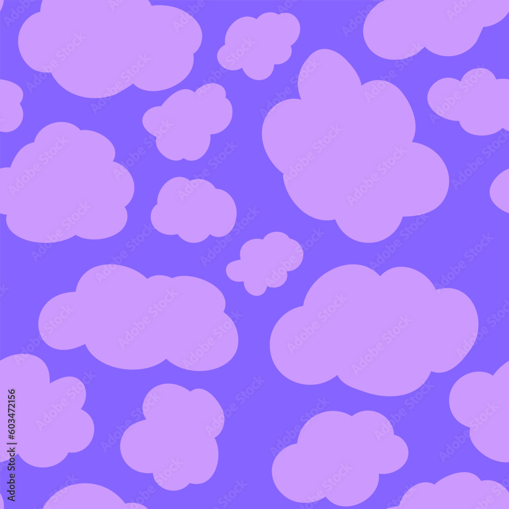 Seamless Purple Sky Clouds Pattern
