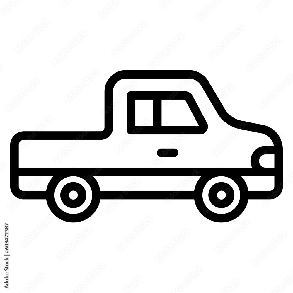 Pickup Truck Vector Line Icon