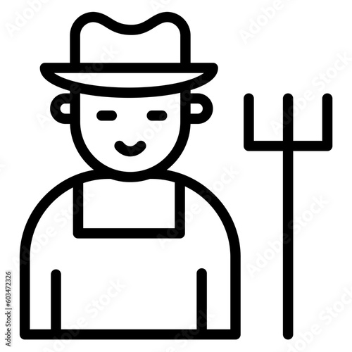 Farmer Vector Line Icon