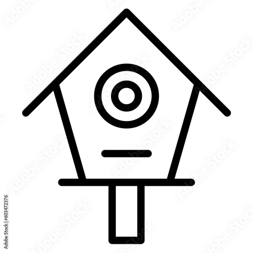Bird House Vector Line Icon