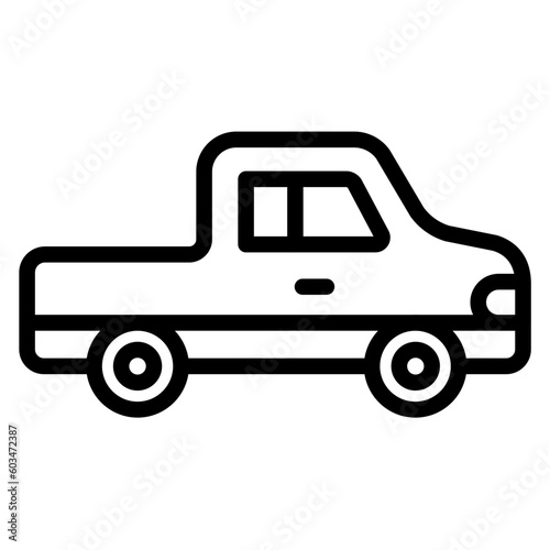 Pickup Truck Vector Line Icon