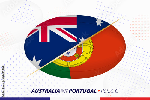 Rugby match between Australia and Portugal, concept for rugby tournament.