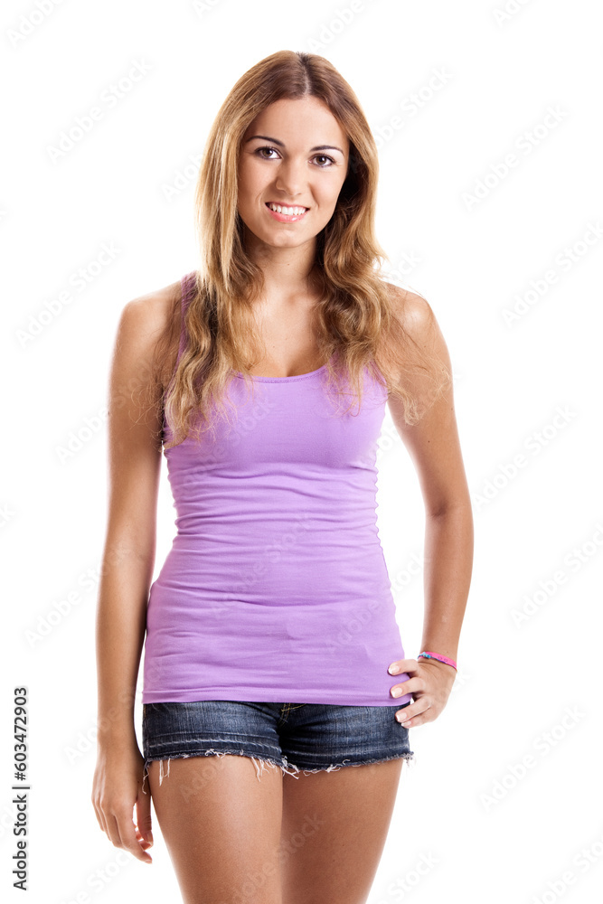 Portrait of a happy young woman isolated over white background Portrait of a happy young woman isolated over white background