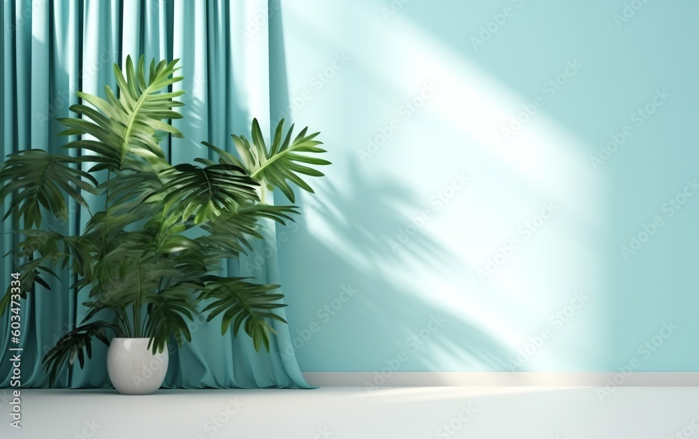 Serenity in Blue: Minimal Abstract Background with Tropical Shadows for Product Presentation Serenity in Blue: Minimal Abstract Background with Tropical Shadows for Product Presentation