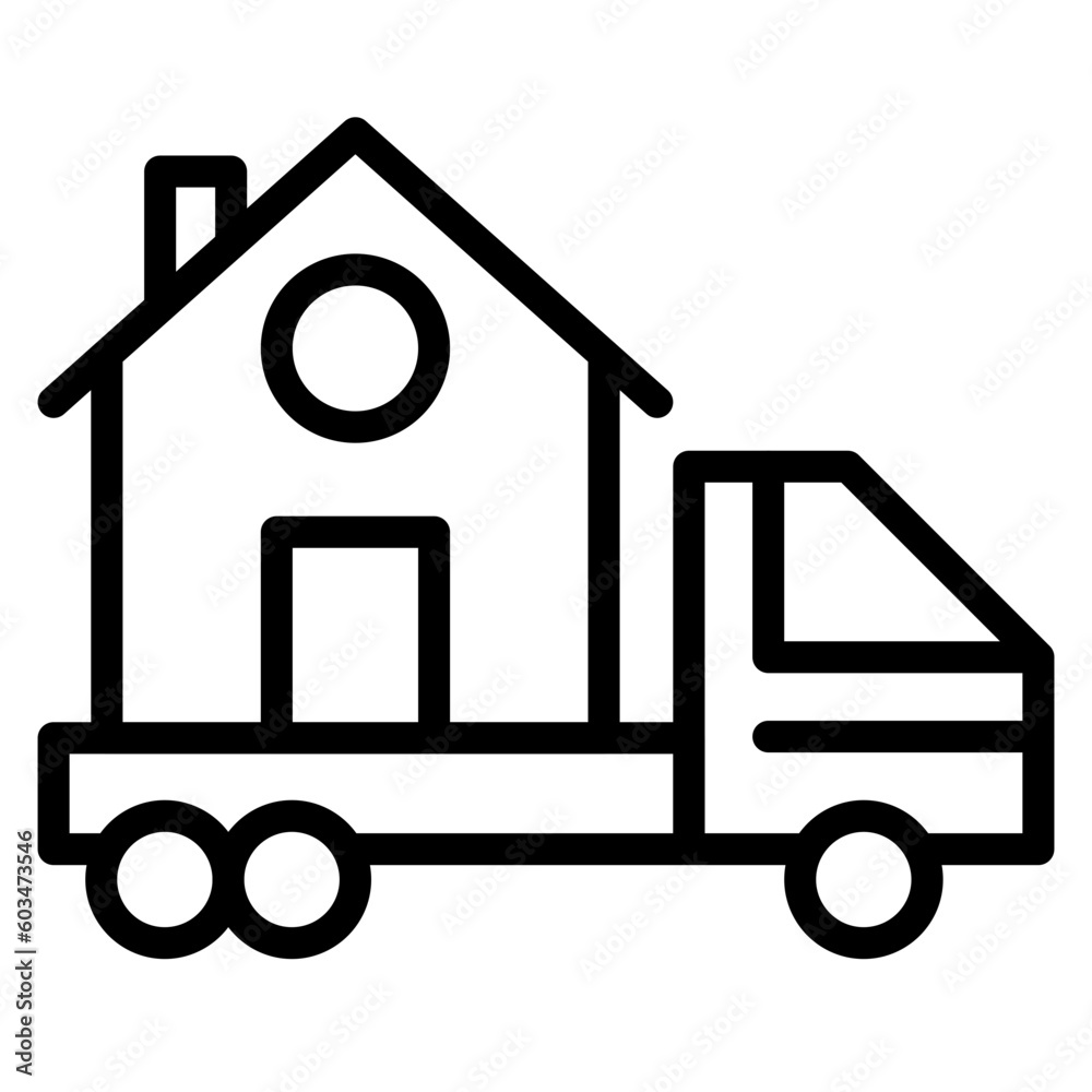 House Relocation Vector Line Icon