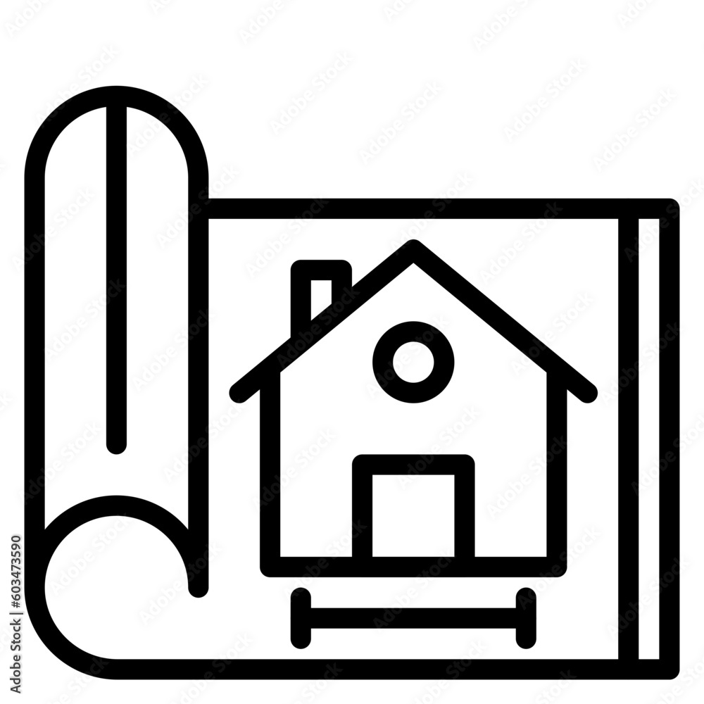 House Blueprint Vector Line Icon House Blueprint Vector Line Icon