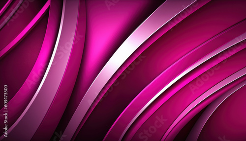 Abstract fuchsia colored background, purple colored lines and waves with reflection. Generative AI
