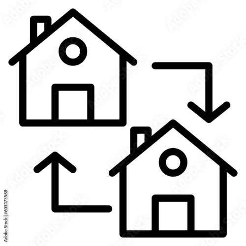 House Exchange Vector Line Icon