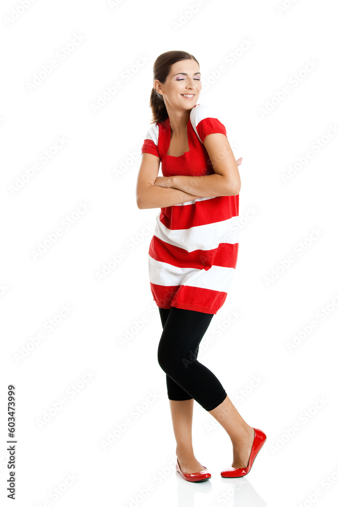 Beautiful and happy young woman isolated on white background Beautiful and happy young woman isolated on white background