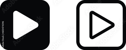 square play button icon set vector. video button icon