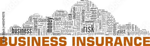 Business Insurance word cloud conceptual design isolated on white background.