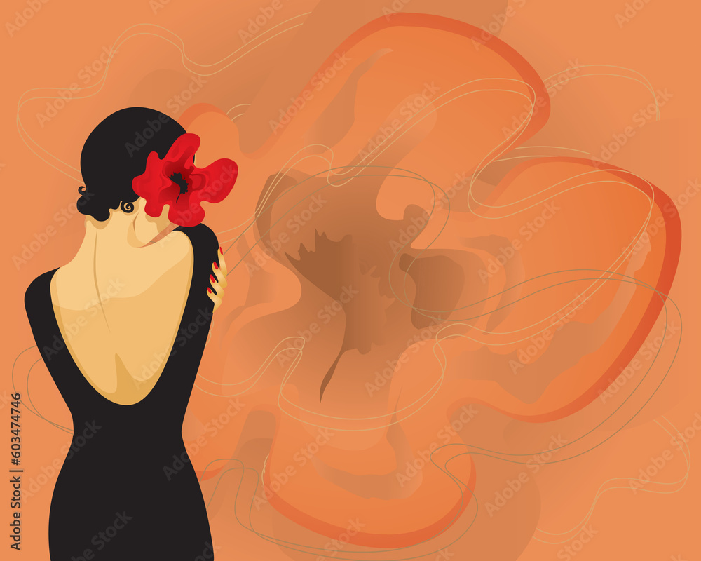 Girl With A Flower (editable vector or XXL jpeg image) Girl With A Flower (editable vector or XXL jpeg image)