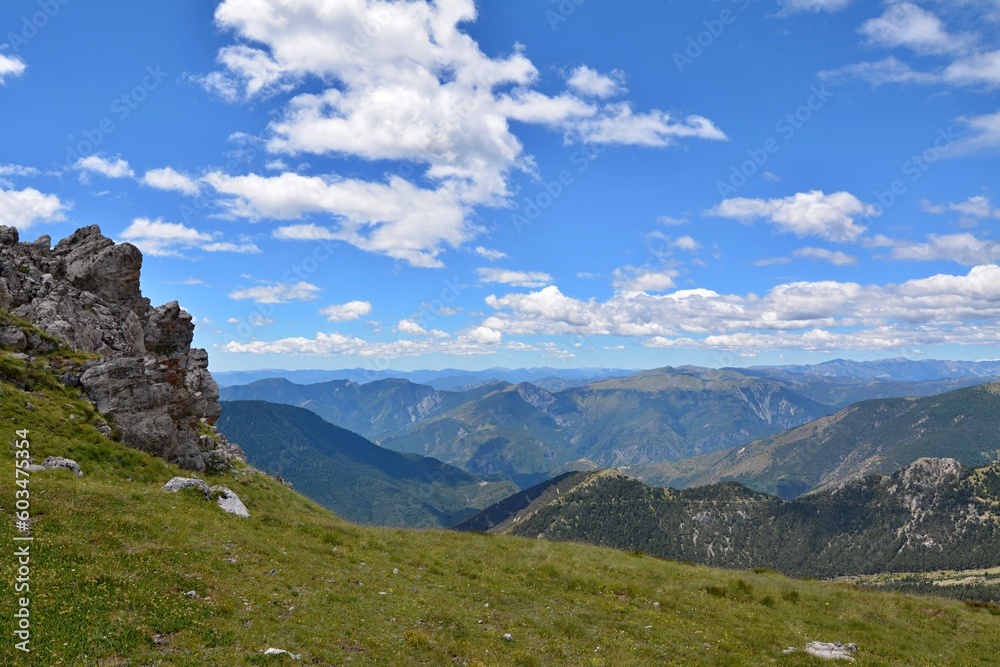 Obraz premium View of the Mercantour National Park on the way to Baus de la Frema, Franc,e, Europe. 