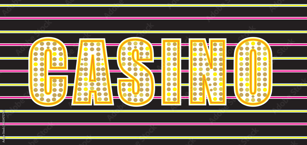 Illustration of a casino sign in bright neon lights