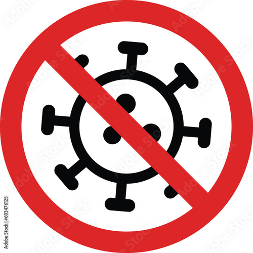 virus stop icon . coronavirus icon with red prohibit sign vector . no infection and stop coronavirus concepts