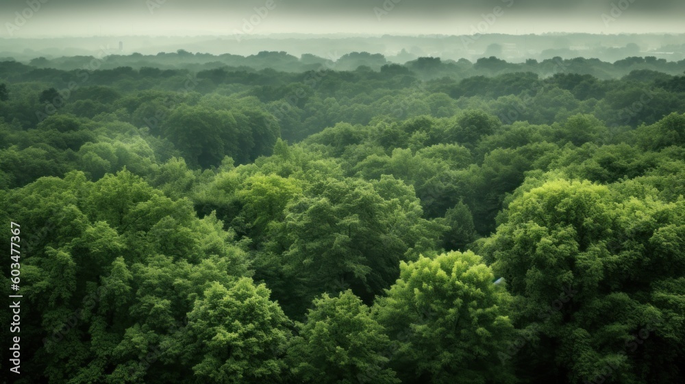 Forest landscape from bird eye view, dense forest full of green natural fresh trees under clear blue sky. Generative AI. Forest landscape from bird eye view, dense forest full of green natural fresh trees under clear blue sky. Generative AI.