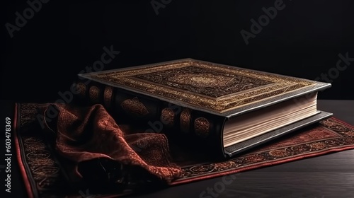 Quran holy book on dark background