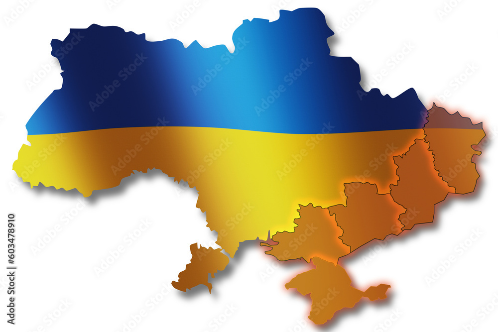 Flat Ukraine map with easten conflict region borders. UA border silhouettes isolated on transparent background. War on UA with Russia. Flat Ukraine map with easten conflict region borders. UA border silhouettes isolated on transparent background. War on UA with Russia.