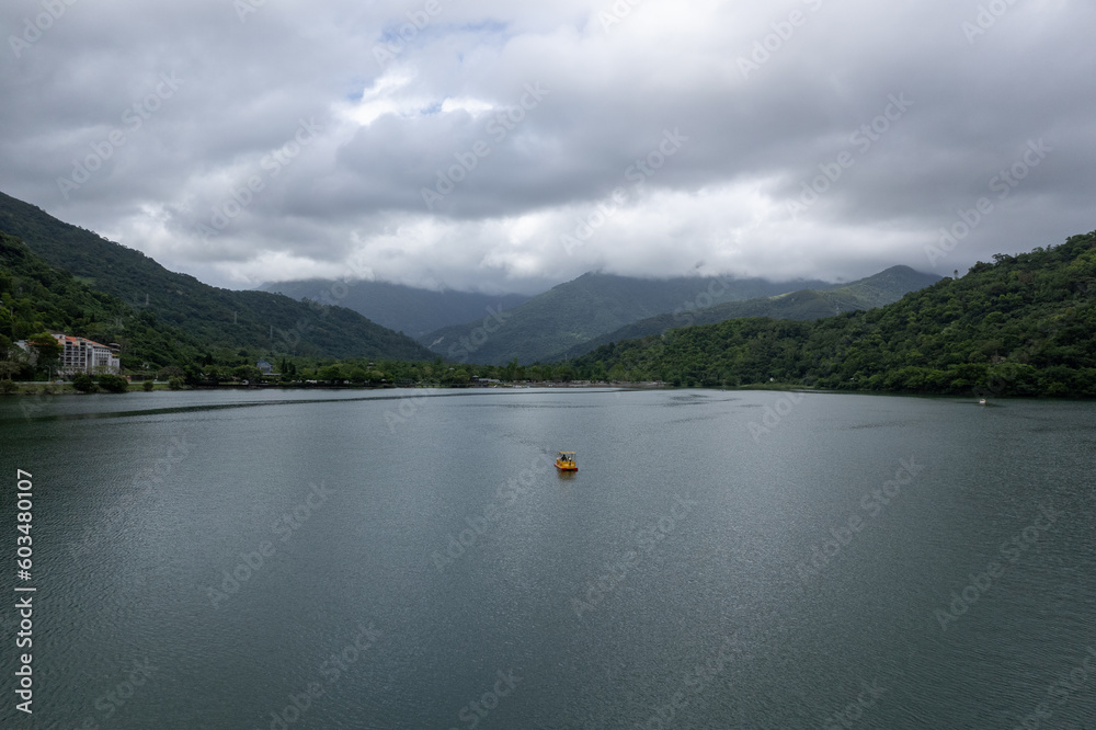 A lone boat in Liyu Lake in Hualien County, Taiwan