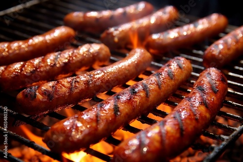 Flame-Grilled Sausages The Ancient Art of Cooking. Generative AI
