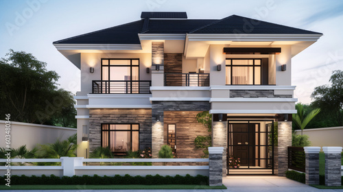 Two story house with a lot of windows.  © Arma Design