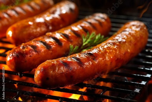 Flame-Grilled Sausages The Ancient Art of Cooking. Generative AI