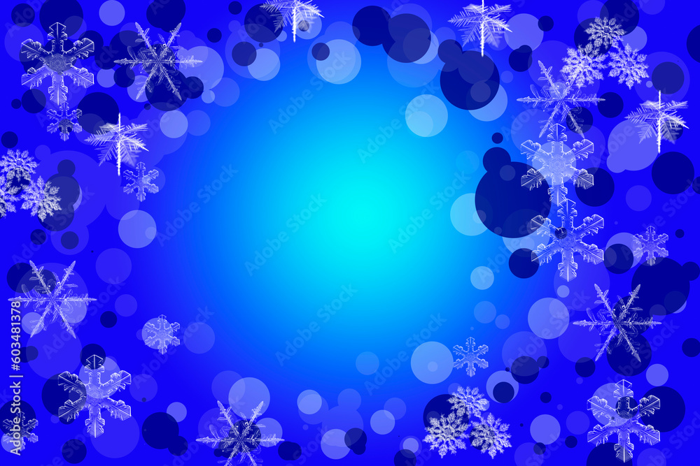 Christmas snow blue frame background with snowflakes Christmas snow blue frame background with snowflakes