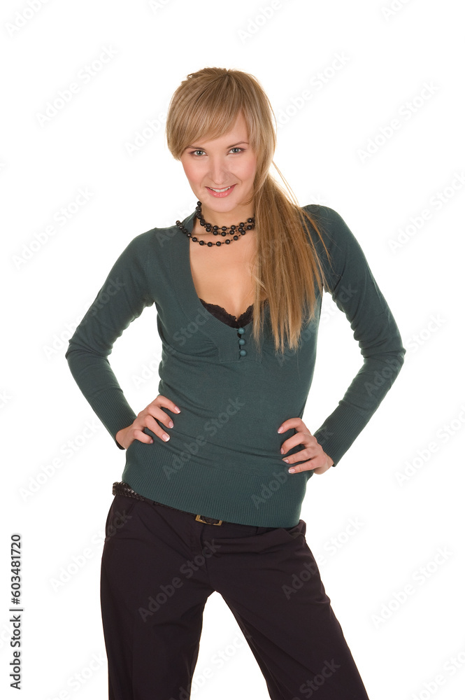 beautiful smiling girl blonde. Isolated over white. beautiful smiling girl blonde. Isolated over white.