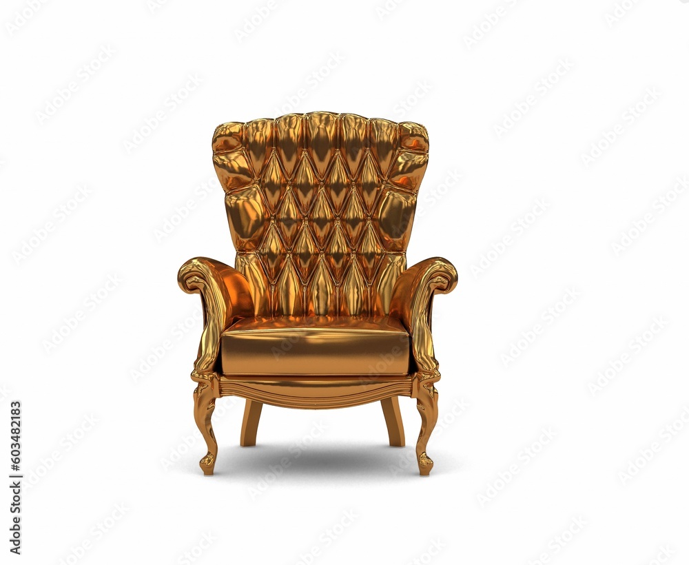 gold armchair over the white background (3D) gold armchair over the white background (3D)