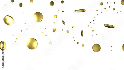Glittering confetti on a transparent background. Holiday, birthday and Christmas decoration