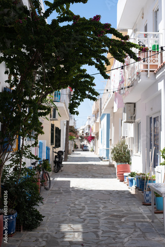 street in the town of kardemena kos island greece postcard greek houses 