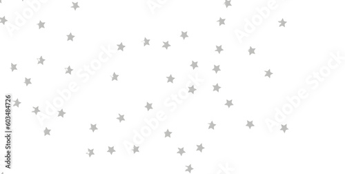 Silver stars confetti rain festive holiday background. Vector silver paper foil stars - png transparent