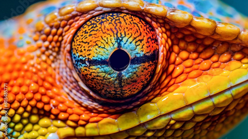 Beautiful eye portrait of a majestic lizard, Generative AI © PaputekWallArt