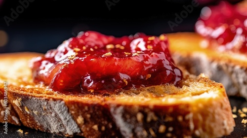 Toast with fresh plum jam Illustration AI Generative.