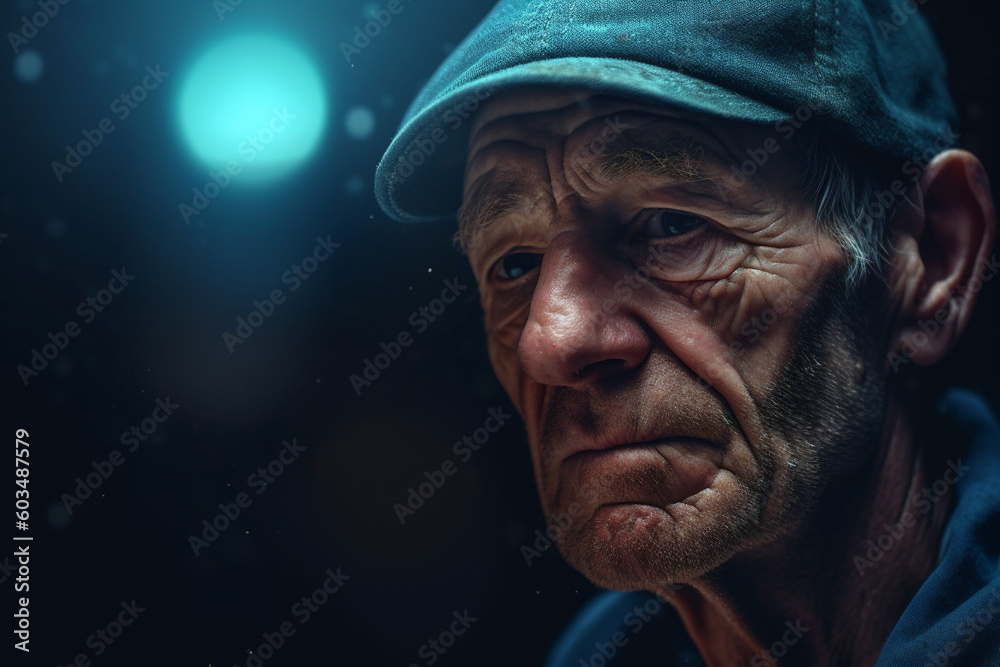 Portrait of aged man with sad look. The concept of ageism is prejudice and discrimination against people based on their age. Generative Ai content Portrait of aged man with sad look. The concept of ageism is prejudice and discrimination against people based on their age. Generative Ai content