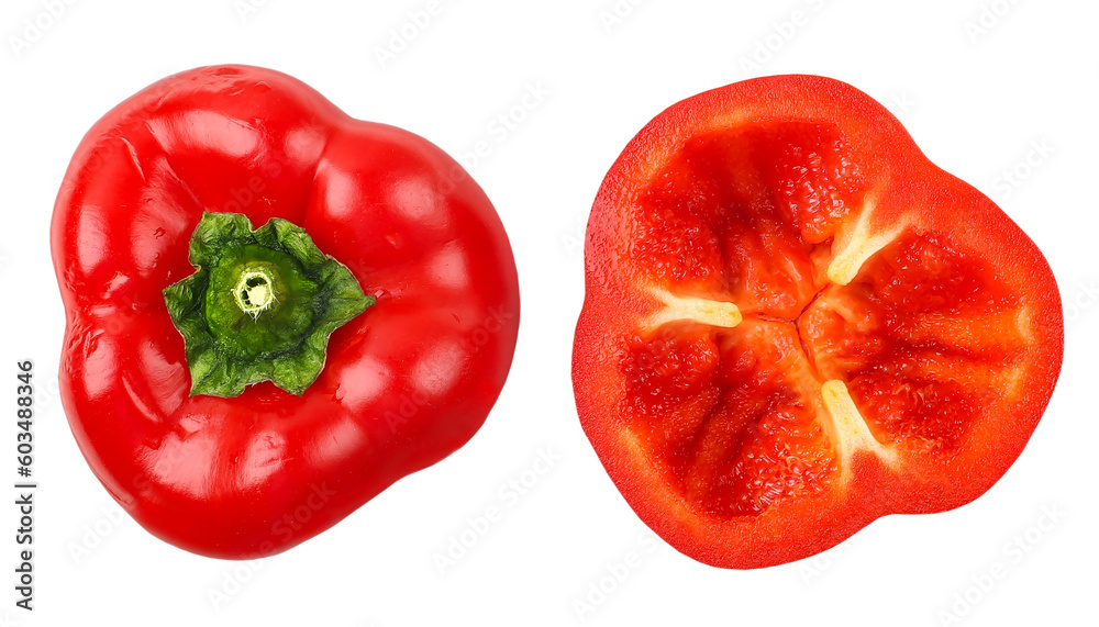 Fresh red paprika pepper, transparent background, close up Fresh red paprika pepper, transparent background, close up