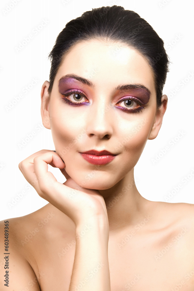 beautiful girl with a clean skin isolated on white background beautiful girl with a clean skin isolated on white background