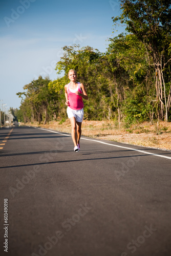 Picture of a jogger on the road. Sport collection.